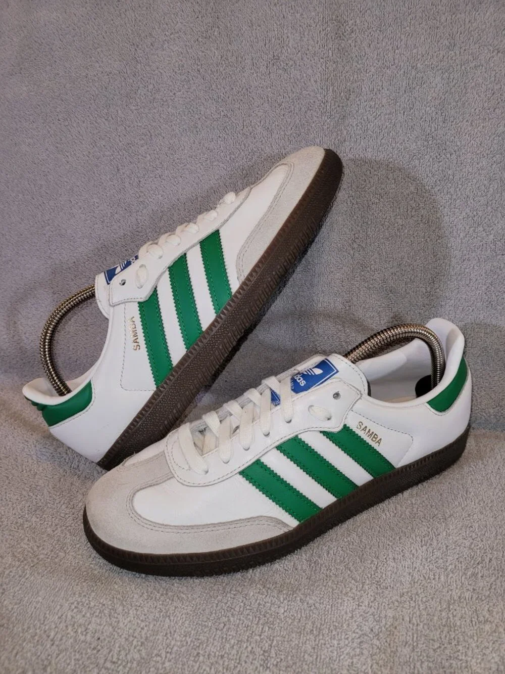 Adidas Originals Samba OG Men's Cloud White Green IG1024 Size 8 Sneakers (#2143)